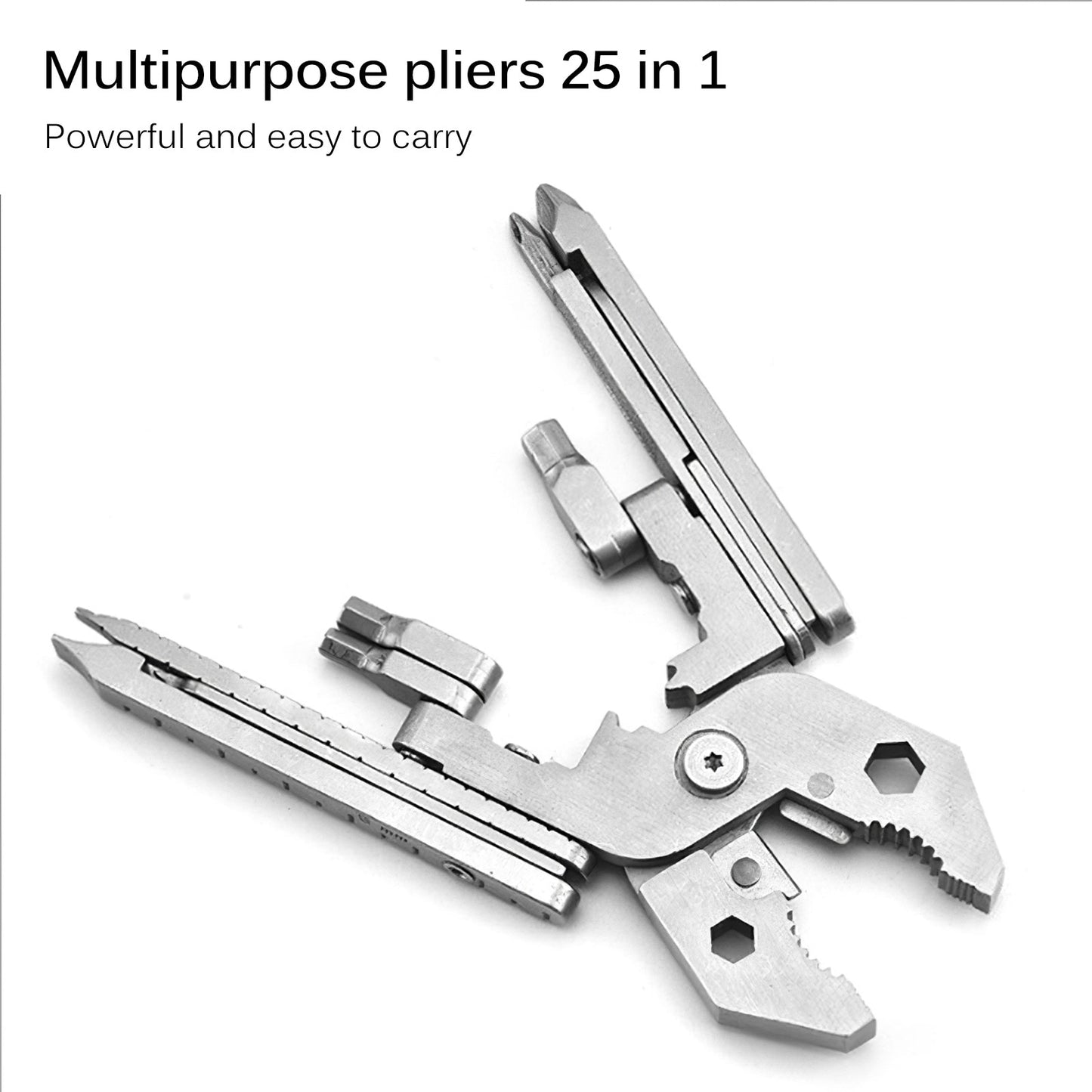 Stainless Steel 25 In 1 Folding Pliers Portable Multi-purpose Screwdriver Combination Pliers Machine Repair Outdoor Camping Tool