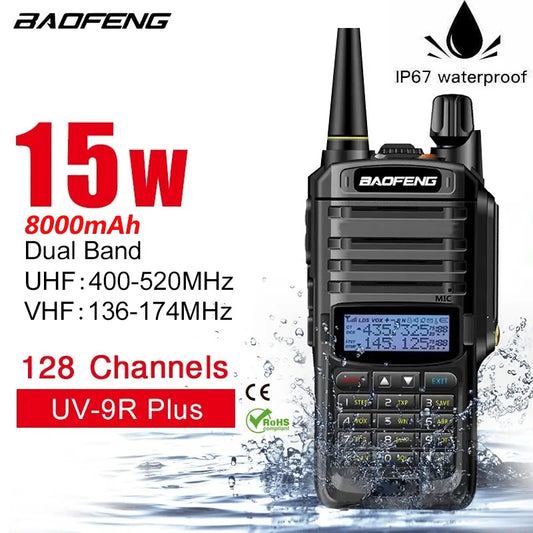 BAOFENG UV-9R PRO Ham Radio Dual Band Two-Way Radio Dustproof Waterproof IP67 Transceiver Walkie Talkie Rechargeable 8W Handheld Radio Upgraded Version of UV-9R Plus