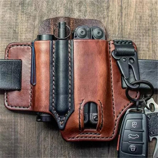 EDC Leather Sheath For Leatherman Multitool Sheath Pocket Organizer With Key Holder For Belt And Flashlight Camping Outdoor Tool